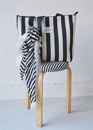 Knit stripe tote bag Black Mads Nørgaard 